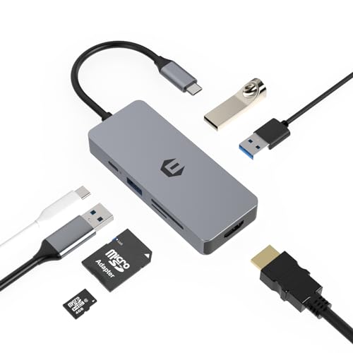 SUTOUG USB C Hub, USB C Dockingstation 7 in 1 Multiport USB C Adapter HDMI, 100W PD, 3 USB A 3.0, SD/TF Dock für Typ C Laptop von SUTOUG