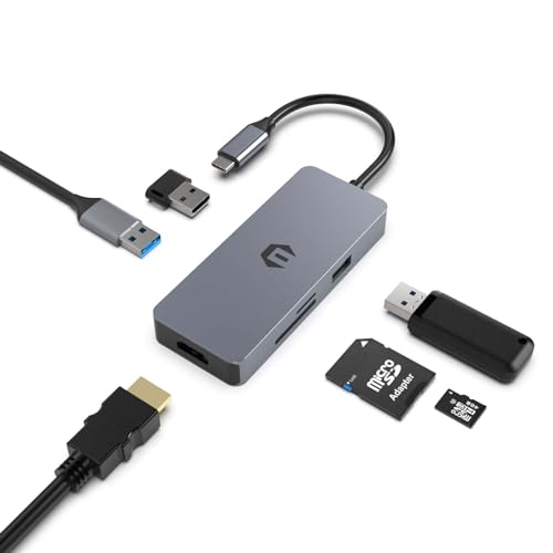 USB C Hub, SUTOUG USB C Adapter 6 in 1 Dockingstation mit 4K@30Hz HDMI, USB 3.0 Datenübertragung, 2 x USB 2.0, SD/TF Kartenleser Kompatibel mit Laptop und Anderen Typ-C-Geräten von SUTOUG