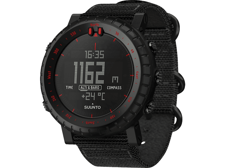 SUUNTO Core Black Red Outdoorwatch Aluminum, Mineralkristall, Verbundwerkstoff Gewebe, 140 - 240 mm, Schwarz, Rot von SUUNTO