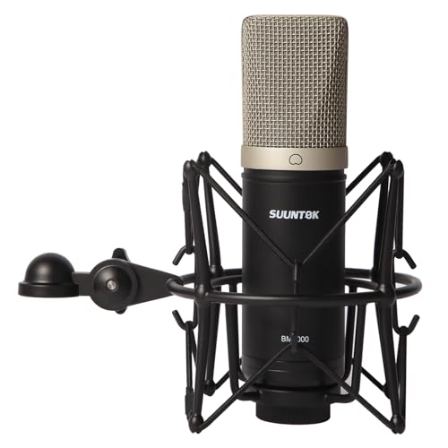 SUUNTOK XLR-Mikrofon TM020, 34 mm, vergoldet, große Membran, professionelle Aufnahme, Nierenmikrofon-Set, für Studio, Live-Streaming, Podcasting, Gaming (schwarz) von SUUNTOK