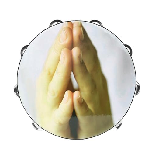 25,4 cm zweireihiges Jingle Tamburin Handbell Clap Drum Bell Percussion Instrument - Betende Hand Langlebig Einfach zu bedienen von SUVIA