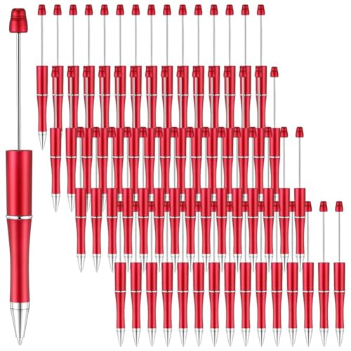 SUVIA Perlenstifte, 60 Stück, niedlich, cool, DIY-Stifte, schwarze Tinte, Kugelschreiber, Kunststoff, für Kinder, Mädchen, Studenten, Lehrer, Rot von SUVIA
