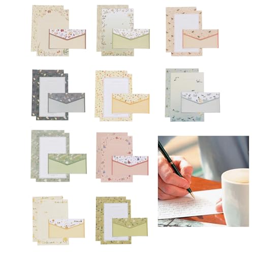 SUpoetry Retro Briefpapier-Set, 60 Stück Briefpapier Und 30 Stück Umschläge, A5, Bunt, Holzzellstoff, Schreibpapier-Set, Weihnachten SUpoetry Retro Briefpapier-Set, 60 Stück Briefpapier Und 30 Stück Umschläge, A5, Bunt, Holzzellstoff, Schreibpapier-Set, Weihnachten von SUpoetry