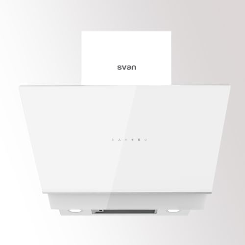 Svan Dunstabzugshaube, geneigt, 60 cm, Glas, weiß, 800 m³/h, doppelter Zug, 3 Geschwindigkeiten, Touch-Steuerung, Turbofunktion, spülmaschinenfester Filter, LED-Beleuchtung Svan Dunstabzugshaube, geneigt, 60 cm, Glas, weiß, 800 m³/h, doppelter Zug, 3 Geschwindigkeiten, Touch-Steuerung, Turbofunktion, spülmaschinenfester Filter, LED-Beleuchtung von SVAN
