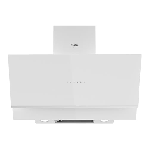 Svan Dunstabzugshaube, neigbar, 90 cm, weißes Glas, 800 m³/h, doppelter Zug, 3 Geschwindigkeiten, Touch-Steuerung, Turbofunktion, spülmaschinenfester Filter, LED-Beleuchtung Svan Dunstabzugshaube, neigbar, 90 cm, weißes Glas, 800 m³/h, doppelter Zug, 3 Geschwindigkeiten, Touch-Steuerung, Turbofunktion, spülmaschinenfester Filter, LED-Beleuchtung von SVAN