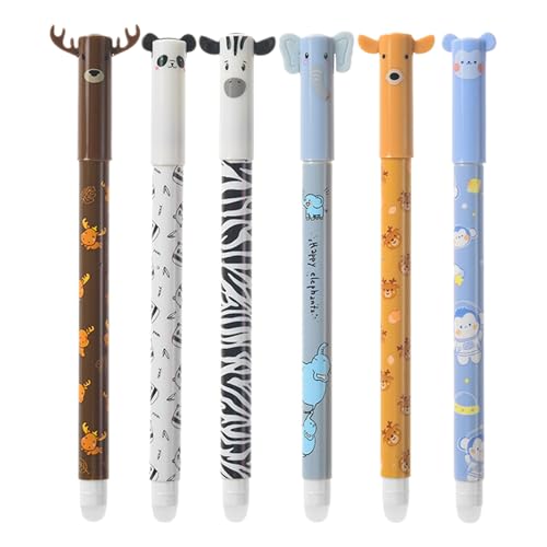 SVCEQZE Radierbarer Gelstift - 6er Set Niedliche Tierdesign Gelstifte Radierbar - Schulmaterial mit rutschfester 0,5 mm Spitze & ergonomischer Griffhaltung für Schreiben, Journaling, Mitschreiben, SVCEQZE Radierbarer Gelstift - 6er Set Niedliche Tierdesign Gelstifte Radierbar - Schulmaterial mit rutschfester 0,5 mm Spitze & ergonomischer Griffhaltung für Schreiben, Journaling, Mitschreiben, von SVCEQZE