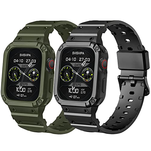 SVISVIPA Apple-Armband mit Hülle, kompatibel Watch 41 mm, 40 mm, 38 mm, iWatch-Serie 8, 7, SE, 6, 5, 4, 3, 2, 1, für Damen und Herren, Sportarmband mit Stoßstange, robust, stoßfest, militärischer von SVISVIPA