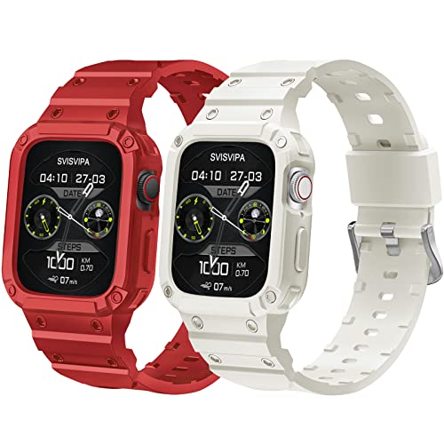 SVISVIPA Apple-Armband mit Hülle, kompatibel Watch 41 mm, 40 mm, 38 mm, iWatch-Serie 8, 7, SE, 6, 5, 4, 3, 2, 1, für Damen und Herren, Sportarmband mit Stoßstange, robust, stoßfest, militärischer von SVISVIPA