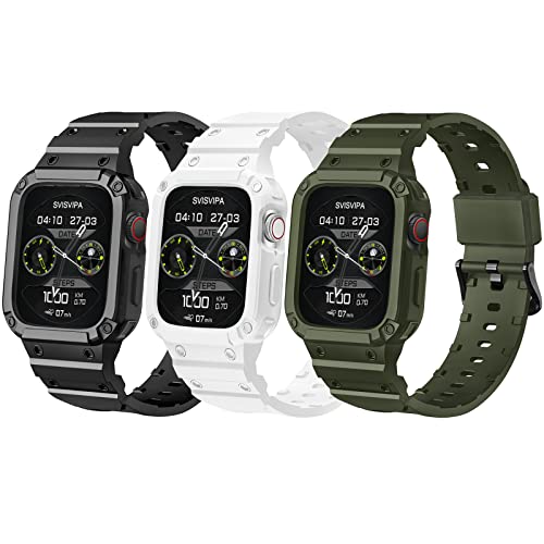 SVISVIPA Apple-Armband mit Hülle, kompatibel Watch 41 mm, 40 mm, 38 mm, iWatch-Serie 8, 7, SE, 6, 5, 4, 3, 2, 1, für Damen und Herren, Sportarmband mit Stoßstange, robuster, stoßfester von SVISVIPA