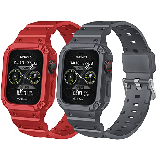 Armband mit Schutzhüllen, kompatibel mit Apple Watch 41 mm, 40 mm, 38 mm, iWatch Serie 9, 8, 7, SE 6, 5, 4, 3, 2, 1, für Herren und Damen, Sportarmband mit Stoßschutz, robust, militärischer Schutz, 2 von SVISVIPA