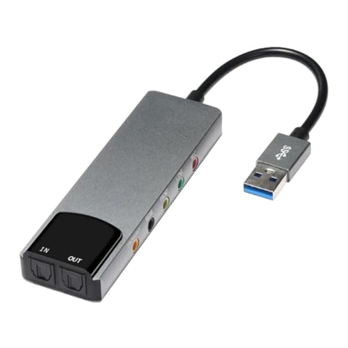 SVRITE 6-In-1-Computer-Soundkarte, 5.1 USB, Externe Soundkarte, Multifunktions-Audiokonverter für Notebook, Aluminium-Soundkarte, Langlebig, Einfache Installation, Einfach zu Bedienen von SVRITE