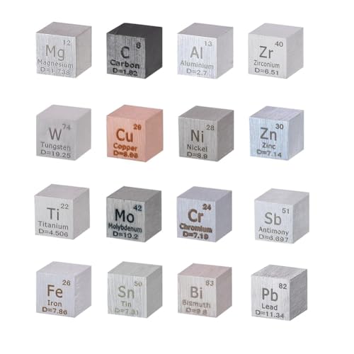 SVRITE Elements-Quadrat-Set, 0,39, Dichte, Quadrat 10 Mm, Reinheit Bis zu 99,99%, für Lehrmittel-Geschenke für das Periodensystem (16 StüCk) von SVRITE