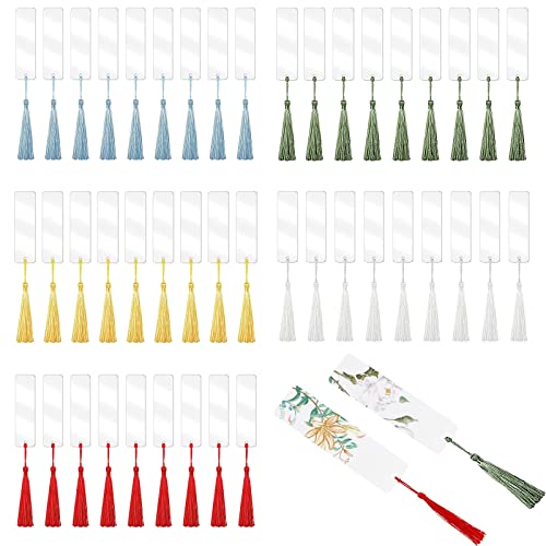 Lesezeichen zum Selbermachen, 45 Stück, blanke Lesezeichen aus Acryl mit 45 bunten Quasten, geeignet zum Basteln, Lesezeichen, Geschenke für Frauen, Männer, Geschenkdekorationen, 12 x 3,2 cm Lesezeichen zum Selbermachen, 45 Stück, blanke Lesezeichen aus Acryl mit 45 bunten Quasten, geeignet zum Basteln, Lesezeichen, Geschenke für Frauen, Männer, Geschenkdekorationen, 12 x 3,2 cm von SVUPUE