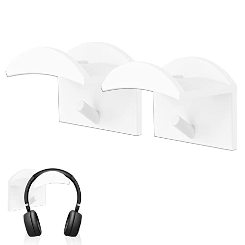 SVUPUE 2 Stück Kopfhörer Ständer, Kein Bohren erforderlich Headset Halterung, mit Haken Kopfhörerhalter, Weiß von SVUPUE