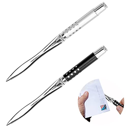 SVUPUE Brieföffner, 2 Stück Letter Opener aus Metall, Brieföffner mit Metallgriff, zum Öffnen von Umschlägen, Silber, Schwarz von SVUPUE