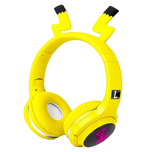 SVYHUOK Bluetooth Kabellos Kopfhörer Kinder für Jungen, Mädchen, Over Ear Kinderkopfhörer mit Gebaut -in Mikrofon, Gelb Faltbare Kopfband Headset für Handy, Tablets, PC, Laptop, Lernen von SVYHUOK