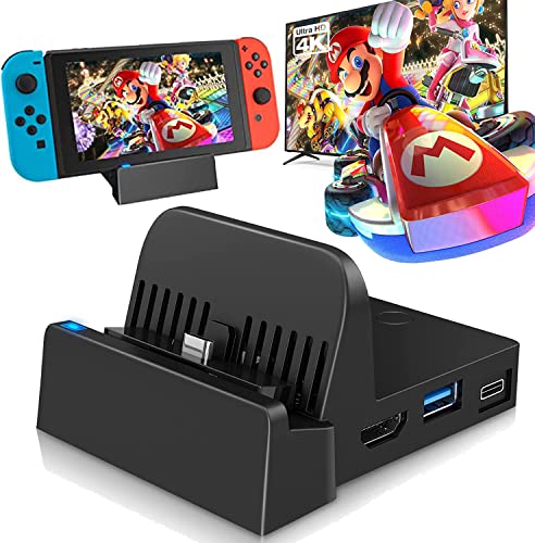 TV Dock Docking Station for Switch, Portable Charging Stand,Compact Switch to 4K HDMI Adapter,with Extra USB 3.0 Port, Replacement Charging Dock for Switch von SWANPOW