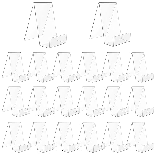 SWAWIS 20 Stück Buchaufsteller Buchstütze Buchständer Acrylaufsteller Prospektständer Transparent 10,5 x 9 x 7,5CM Warenträger Warenstütze Schrägsteller Prospekthalter von SWAWIS
