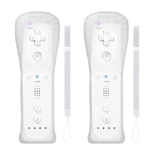 SWCTIM Wii Controller 2 Pack,Wii U Controller mit Silikonhülle und Handgelenkriemen,Nicht Motion Plus,Weiß von SWCTIM