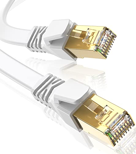 Cat 8 LAN Kabel 10m, SWECENT 40Gbps Netzwerkkabel Hochgeschwindigkeits 2000MHz S/FTP Ethernet Kabel POE Gigabit RJ45 Nylon PVC Flaches Vergoldeter Patchkabel für PS5/4 Router Modem TV Laptop von SWECENT