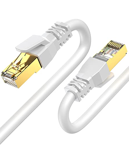 SWECENT Cat 8 LAN Kabel 15 m, 40Gbps Netzwerkkabel Hochgeschwindigkeits 2000MHz S/FTP Ethernet Kabel POE Gigabit RJ45 PVC Runde, Abgeschirmt in der Wand,im Freien,wetterfest für Router,Modem,Gaming von SWECENT