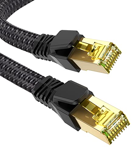 SWECENT Cat 8 LAN Kabel 20m, 40Gbps Netzwerkkabel Hochgeschwindigkeits 2000MHz S/FTP Ethernet Kabel POE Gigabit RJ45 Nylon geflochtener Flaches Vergoldeter Patchkabel für PS5/4 Router Modem TV Laptop von SWECENT