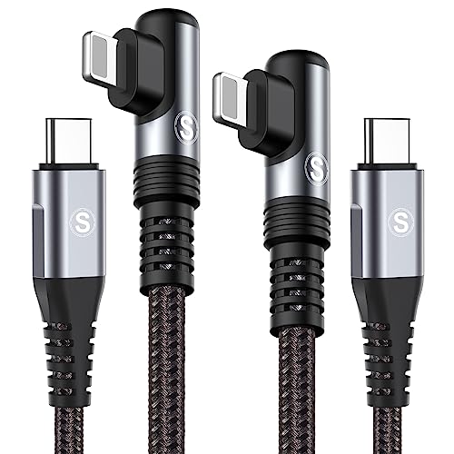 SWECENT USB-C-auf-Lightning-Kabel, MFi-zertifiziert, rechtwinklig, iPhone-Ladekabel, 90 Grad, Nylon, Typ C, PD, Schnellladekabel für iPhone 14 13 12 11 Mini Pro Max XS XR, iPad, AirPods von SWECENT