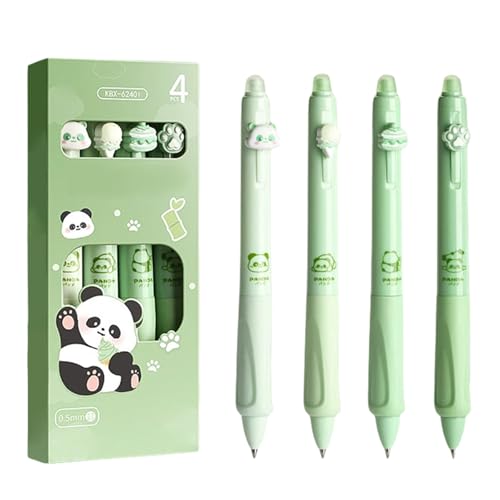SWECOMZE 4 Stück Cartoon Gelstifte Stift Radierbar Kugelschreiber,Blau Radierbare Stifte, 0.5mm Erasable Pen Set, Löschbare Gelstifte Für Studenten Geschenk, Schul Bürobedarf (Grün) von SWECOMZE