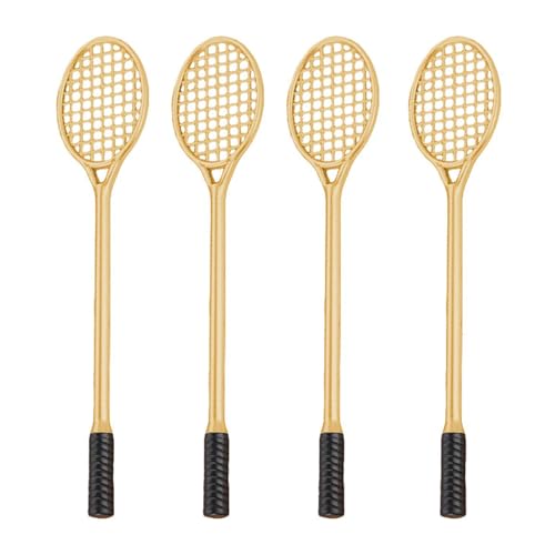 SWECOMZE Kreatives Badmintonschläger-Styling Gelstifte Schwarze Gelschreiber mit feiner Spitze 0,5 mm Kugelschreiber Schwarz für präzises (4 Stück,gold) von SWECOMZE