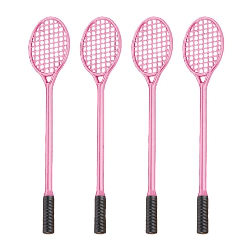 SWECOMZE Kreatives Badmintonschläger-Styling Gelstifte Schwarze Gelschreiber mit feiner Spitze 0,5 mm Kugelschreiber Schwarz für präzises (4 Stück,rosa) von SWECOMZE