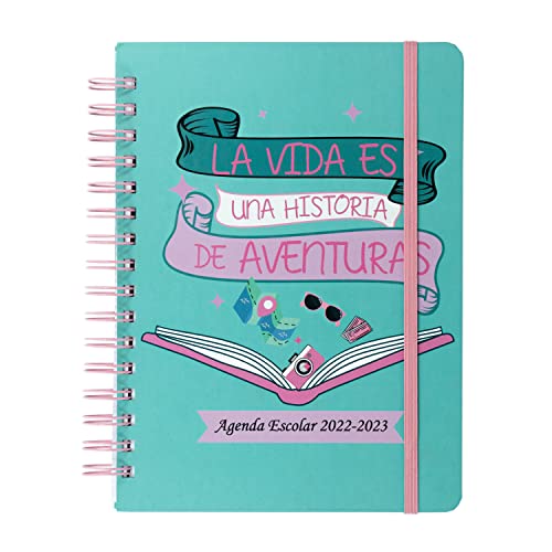 Schülerkalender 2022-2023 - Model Life is an Adventure Story - Größe DIN A6-21,4 x 16 cm - Sweetcolors - Wochenansicht - Hardcover und Spiralbindung - zweifarbiges Design von SWEETCOLOR