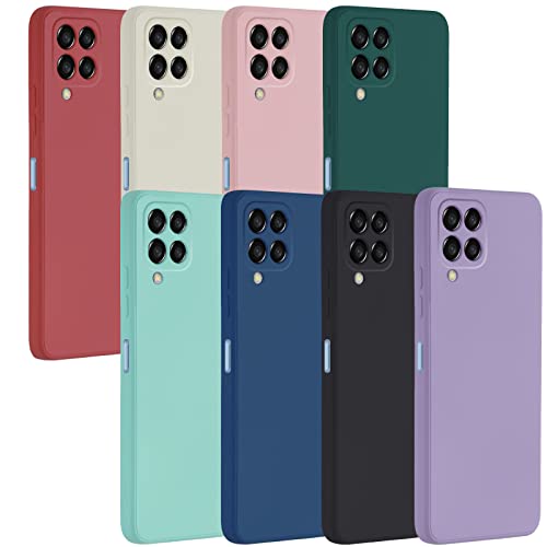 SWEIMEN Hülle für Samsung Galaxy A12 5G /M12, Silikon Weiche Ultradünn Handyhülle Matt Stoßfest Anti-Tropfen Schutzhülle[ Rot +Weiß+Rosa+MatchaGrün+Himmelblau+ Blau+Schwarz + Lila ] von SWEIMEN