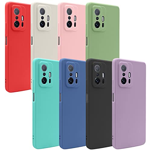 SWEIMEN Hülle für Xiaomi 11T/Xiaomi 11T Pro, Silikon Weiche Ultradünn Handyhülle Matt Stoßfest Anti-Tropfen Schutzhülle[ Rot +Weiß+Rosa+MatchaGrün+Himmelblau+ Blau+Schwarz + Lila ] von SWEIMEN