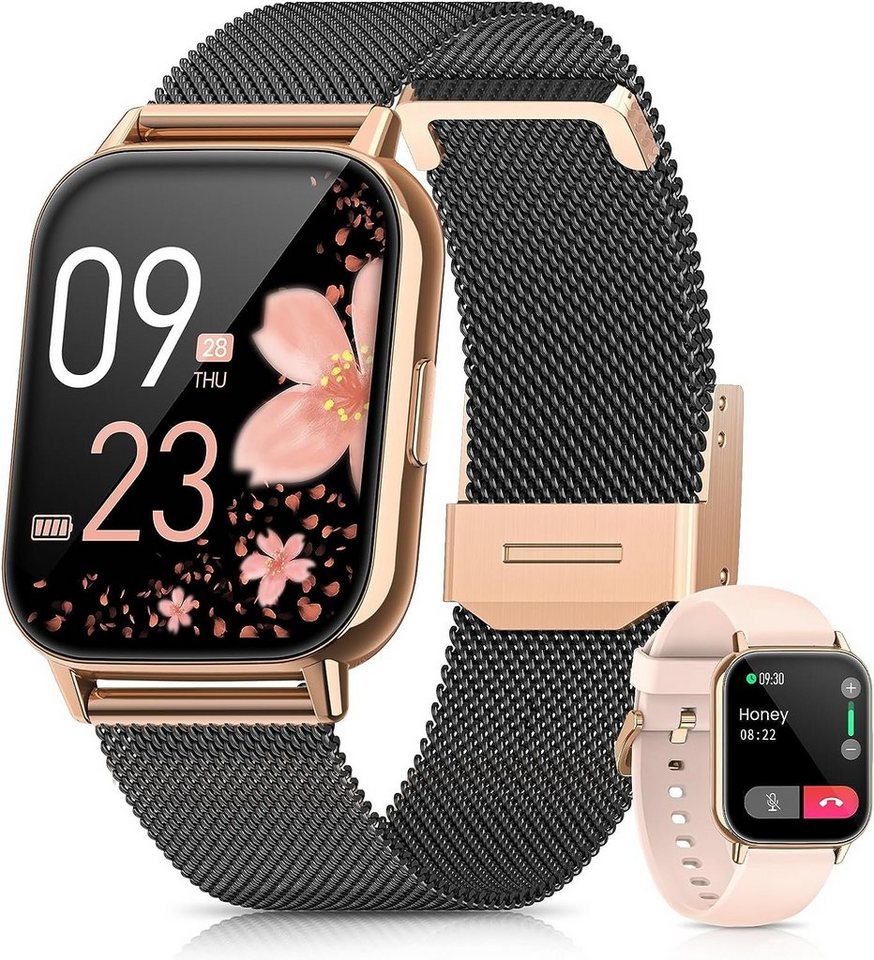 SWGOTA Smartwatch (1,85 Zoll, iOS Android), Damen 2023 Telefonfunktion IP68 Wasserdicht Armbanduhr Schrittzähler von SWGOTA
