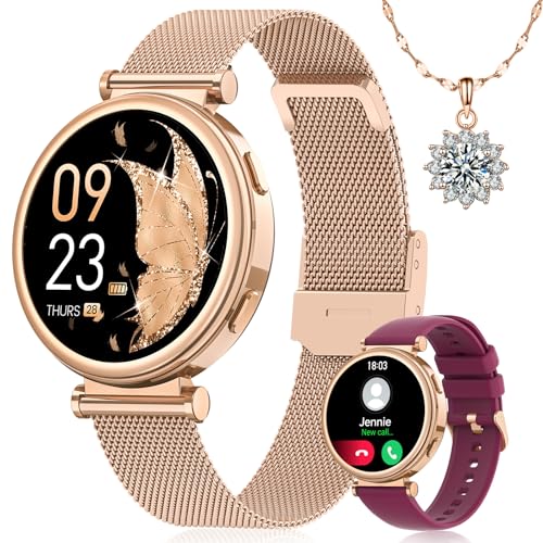 SWGOTA Smartwatch Damen, 1.27" HD Armbanduhr mit Telefonfunktion Menstruationszyklus/Herzfrequenz/Schlafmonitor/SpO2, 120+ Sportmodi IP68 Schrittzähler für iOS Android Geschenke für Frauen Gold von SWGOTA