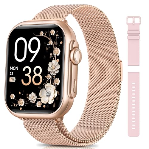 SWGOTA Smartwatch Damen mit 1000mAh Akku, 100 Tage Ultralange Standby, 1.83" Armbanduhr 24H Telefonfunktion/Herzfrequenz/SpO2/Schlaf, 120+Sportmodi, IP68 Fitnessuhr Schrittzähler Android iOS Roségold von SWGOTA