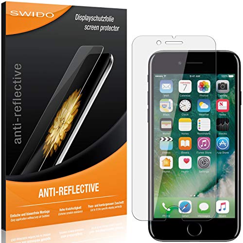 SWIDO Schutzfolie für Apple iPhone 7 [2 Stück] Anti-Reflex MATT Entspiegelnd, Hoher Härtegrad, Schutz vor Kratzer/Folie, Displayschutz, Displayschutzfolie, Panzerglas-Folie von SWIDO