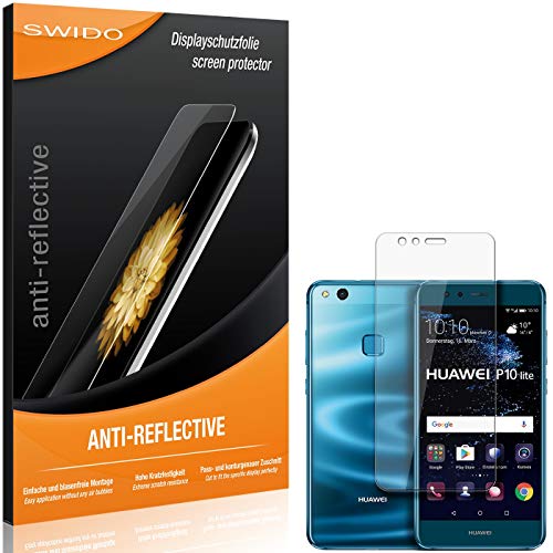 SWIDO Schutzfolie für Huawei P10 lite Dual Sim [2 Stück] Anti-Reflex MATT Entspiegelnd, Hoher Härtegrad, Schutz vor Kratzer/Folie, Displayschutz, Displayschutzfolie, Panzerglas-Folie von SWIDO