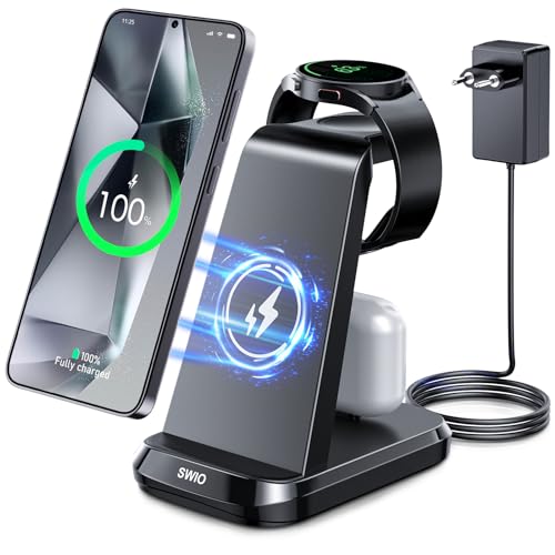 SWIO 3 in 1 Induktive Ladestation kompatibel mit Samsung Watch und Handy,Wireless Charger für Galaxy Watch 7/Ultra/6/5/4/3,Galaxy S25 S24 S23 S22 S21/Note 20 10/Z Fold 4 3(Nicht für Z Flip&A Serie) SWIO 3 in 1 Induktive Ladestation kompatibel mit Samsung Watch und Handy,Wireless Charger für Galaxy Watch 7/Ultra/6/5/4/3,Galaxy S25 S24 S23 S22 S21/Note 20 10/Z Fold 4 3(Nicht für Z Flip&A Serie) von SWIO
