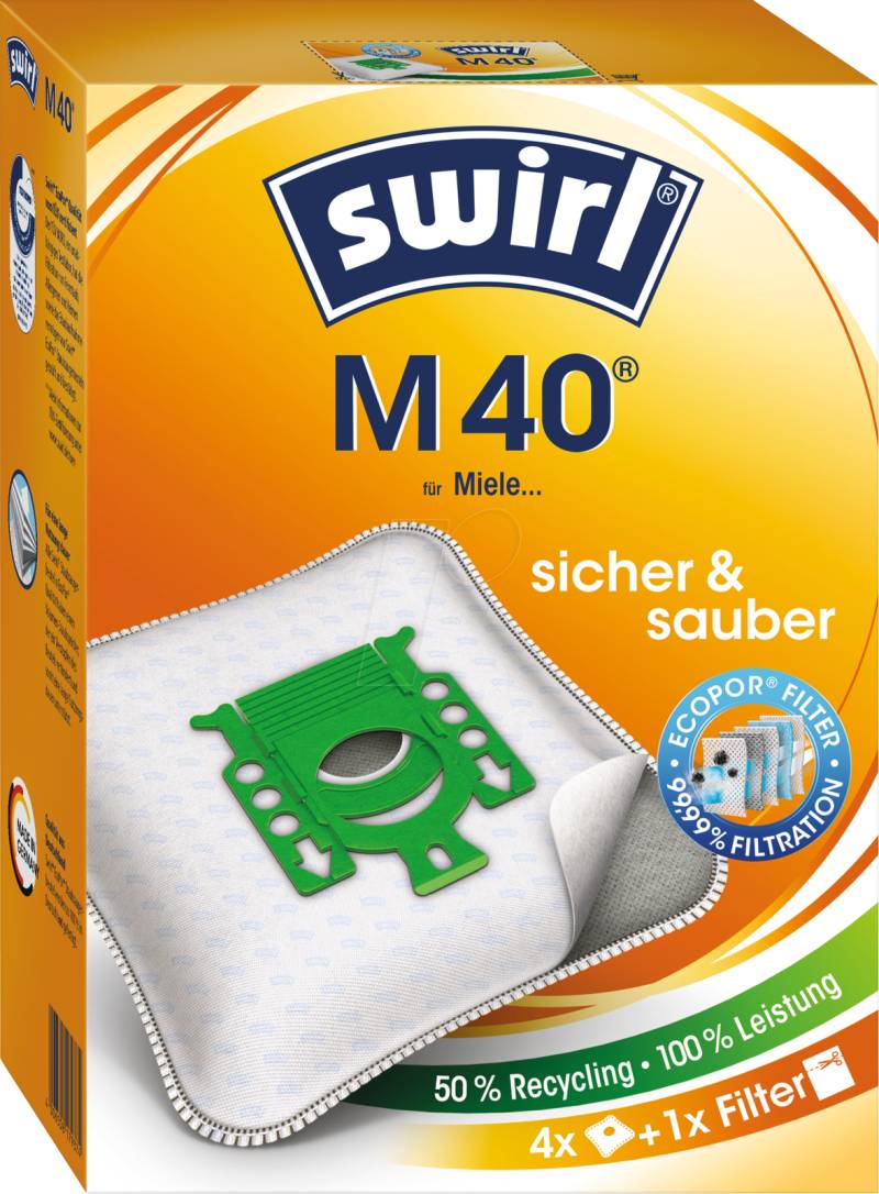 SWIRL 1704040 - Staubsaugerbeutel 4 swirl® MicroPor® Plus M 40 von SWIRL