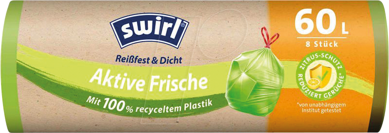 SWIRL 4638 - Swirl Müllbeutel, Aktive Frische 8 Stk, 60 Liter von SWIRL