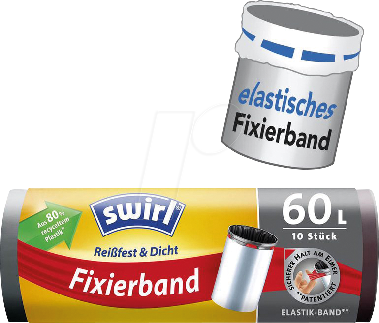 SWIRL 5022 - Swirl Müllbeutel, Fixierband 10 Stk, 60 Liter von SWIRL