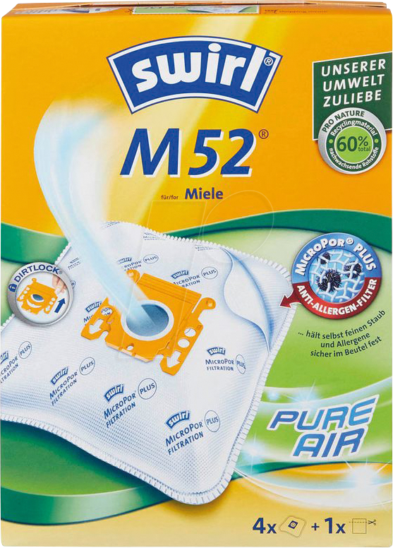 SWIRL 765060 - Staubsaugerbeutel 4 swirl® MicroPor® Plus M 52 von SWIRL