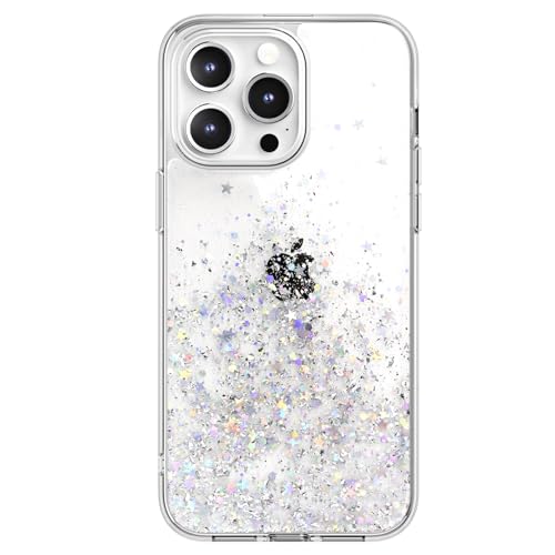 SWITCHEASY Glitzer Hülle Kompatibel mit iPhone 15 Pro Max - Niedliche Hülle für Frauen, 6,7 Zoll Clear Glitter Case Sparkles Vividly | Starfield - Transparent von SWITCHEASY