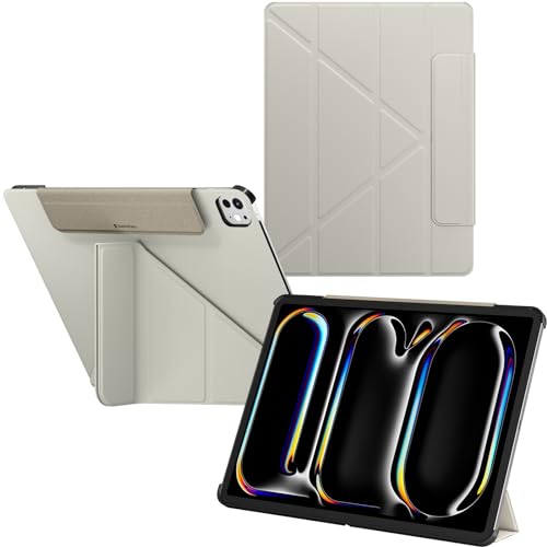 SwitchEasy Origami 2024 Hülle für iPad Pro 13' - Schutzhülle mit Stifthalter, Multi-Angle Ständer, Morandi Cover, Apple Pencil Pro Charging, Starlight White von SWITCHEASY