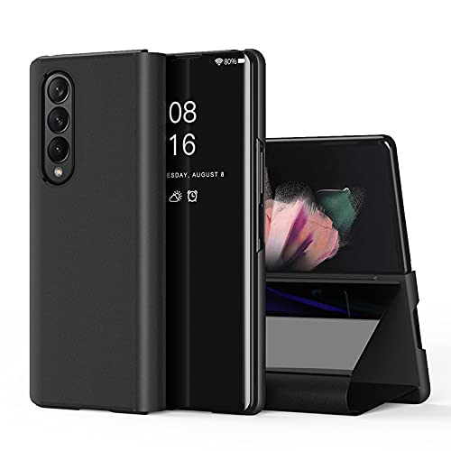 SWMGO® Schutzhülle für Samsung Galaxy Z Fold3 5G, Spiegelbeschichtung, Standfunktion, Schwarz von SWMGO