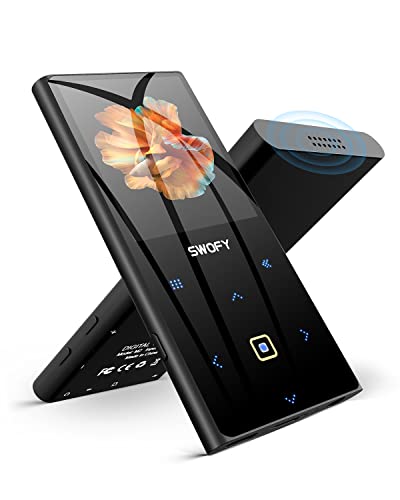 MP3-Player mit Bluetooth 5.0, 2,4-Zoll-TFT-Touchscreen-MP3- und MP4-Player mit FM-Radio, Rekorder, integriertem Lautsprecher zum Gehen und Laufen, Unterstützung von bis zu 128 GB TF-Karte von SWOFY