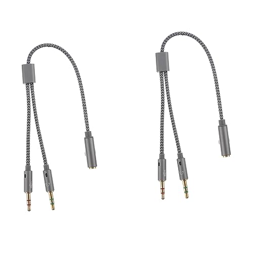 SWOOMEY 2 Stück Kopfhörer Splitter Audioadapter für Mikrofone Mikrofon-Splitter Fischnetz weben Grey von SWOOMEY