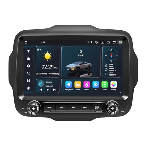Autoradio Stereo für Jeep Renegade 2015 2016 2017 2018 2019 2020, Android 14 GPS Navigation 9“ HD IPS QLED 720 * 1280P Touch Screen Built-in Autoplay Carplay 4G LTE Bluetooth5.0 DSP SWC (4+64GB) von SWTNVIN
