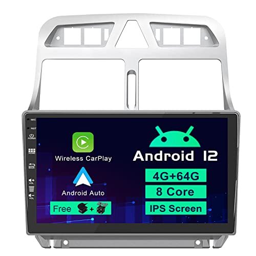 SXAUTO Android 12 Autoradio Passt für Peugeot 307 SW CC (2002-2013) - Eingebaut Carplay/Android Auto/DSP/GPS - LED Kamera MIC KOSTENLOS - [4G+64G] - DAB SWC WiFi Fast-Boot 360-Camera - 2 Din 9 Zoll von SXAUTO